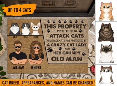 Cat Personalized Doormat, Personalized Gift for Cat Lovers, Cat Mom, Cat Dad - DM019PS04 - BMGifts