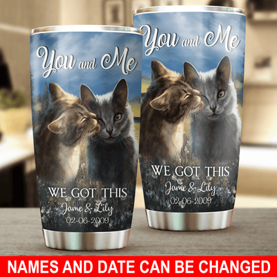Cat Personalized Tumbler, Personalized Gift for Cat Lovers, Cat Mom, Cat Dad, Personalized Gift for Couples, Husband, Wife, Parents, Lovers - TB113PS - BMGifts