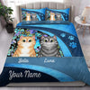 Cats In Colorful Flower Background Dog Personalized Bedding Set, Personalized Gift for Cat Lovers, Cat Dad, Cat Mom - BD100PS01 - BMGifts