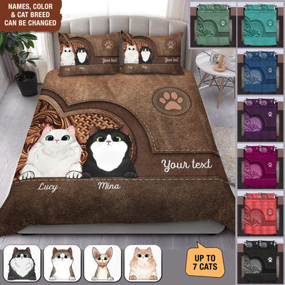Cats In Colorful Heart Shape Background Cat Personalized Bedding Set, Personalized Gift for Cat Lovers, Cat Dad, Cat Mom - BD102PS01 - BMGifts