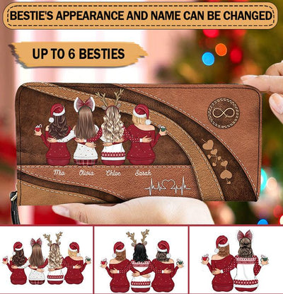 Christmas Girls Bestie Personalized Clutch Purse, Personalized Gift for Besties, Sisters, Best Friends, Siblings - PU011PS02 - BMGifts
