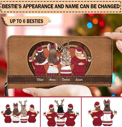 Christmas Girls Bestie Personalized Clutch Purse, Personalized Gift for Besties, Sisters, Best Friends, Siblings - PU016PS02 - BMGifts