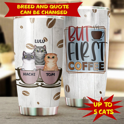 Coffee Cats Personalized Tumbler, Personalized Gift for Cat Lovers, Cat Mom, Cat Dad - TB021PS - BMGifts