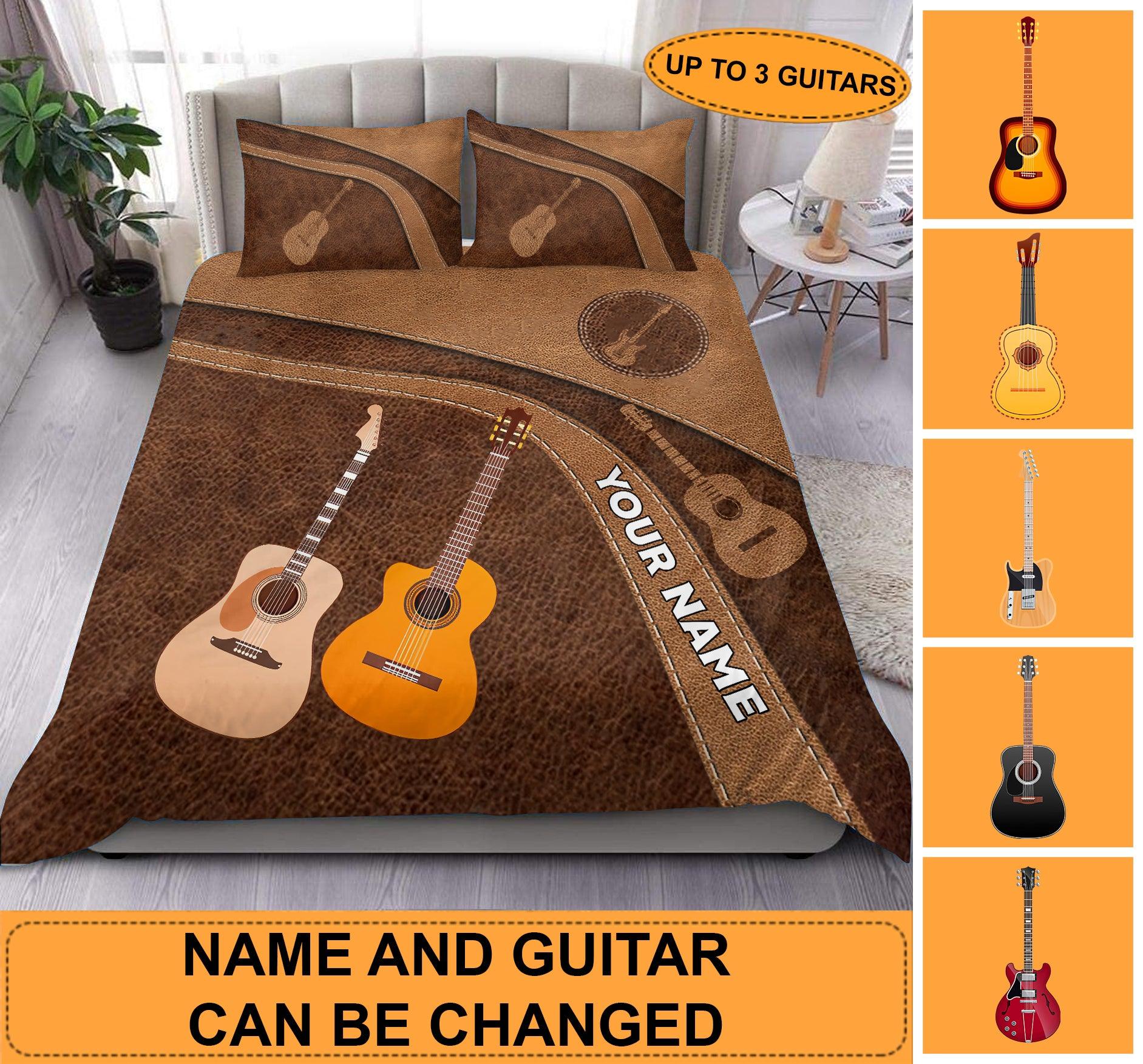 Cool Guitar Personalized Bedding Set, Personalized Gift for Music Lovers, Guitar Lovers - BD027PS08 - BMGifts