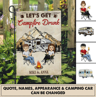 Couple Camping Personalized Flag, Personalized Gift for Camping Lovers - GA003PS02 - BMGifts