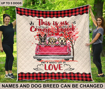 Crazy Loud Love Dog Personalized Premium Fleece Blanket, Personalized Gift for Dog Lovers, Dog Dad, Dog Mom - QB051PS02 - BMGifts