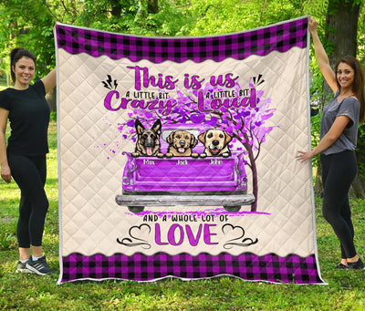 Crazy Loud Love Dog Personalized Premium Fleece Blanket, Personalized Gift for Dog Lovers, Dog Dad, Dog Mom - QB051PS02 - BMGifts