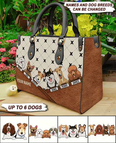 Cute Dogs Personalized Leather Handbag, Personalized Gift for Dog Lovers, Dog Dad, Dog Mom - LD015PS01 - BMGifts
