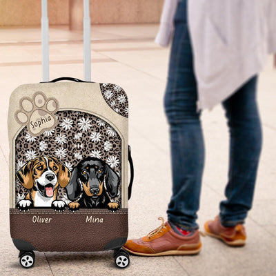 Daisy And Leopard Pattern Personalized Dog Luggage Cover, Personalized Gift for Dog Lovers, Dog Dad, Dog Mom - LC014PS06 - BMGifts (formerly Best Memorial Gifts)