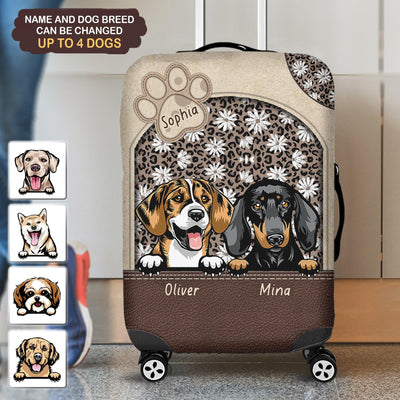 Daisy And Leopard Pattern Personalized Dog Luggage Cover, Personalized Gift for Dog Lovers, Dog Dad, Dog Mom - LC014PS06 - BMGifts (formerly Best Memorial Gifts)