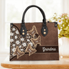 Daisy Leopard Pattern Grandma Personalized Leather Handbag, Mother’s Day Gift for Nana, Grandma, Grandmother, Grandparents - LD109PS02 - BMGifts