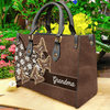 Daisy Leopard Pattern Grandma Personalized Leather Handbag, Mother’s Day Gift for Nana, Grandma, Grandmother, Grandparents - LD109PS02 - BMGifts