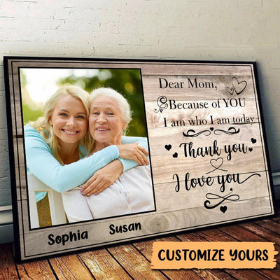 Dear Mom, Thank You & I Love You Photo Inserted Mother Personalized Poster, Personalized Mother's Day Photo Gift for Mom, Mama, Parents, Mother, Grandmother - PT029PS01 - BMGifts