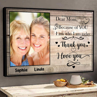 Dear Mom, Thank You & I Love You Photo Inserted Mother Personalized Poster, Personalized Mother's Day Photo Gift for Mom, Mama, Parents, Mother, Grandmother - PT029PS01 - BMGifts