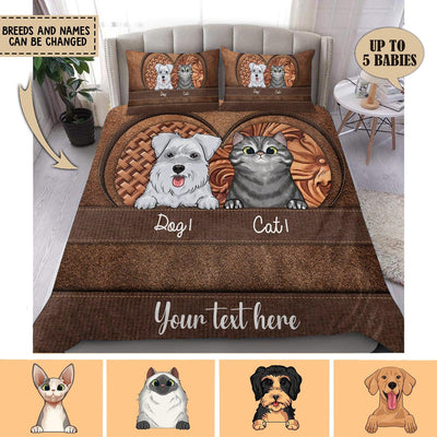Dog And Cat Personalized Bedding Set, Personalized Gift for Dog Lovers, Dog Dad, Dog Mom - BD001PS01 - BMGifts