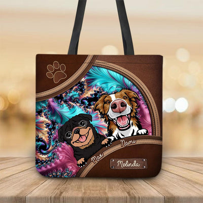 Dog Blue And Pink Fractal Pattern Personalized Tote Bag, Personalized Gift for Dog Lovers, Dog Dad, Dog Mom - TO110PS07 - BMGifts