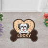 Dog Bone And Heart Personalized Custom Shaped Doormat, Personalized Gift for Dog Lovers, Dog Dad, Dog Mom - CD028PS07 - BMGifts