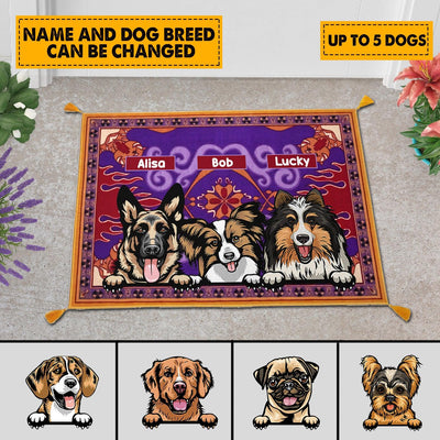 Dog Brocade Personalized Custom Shaped Doormat, Personalized Gift for Dog Lovers, Dog Dad, Dog Mom - CD014PS08 - BMGifts