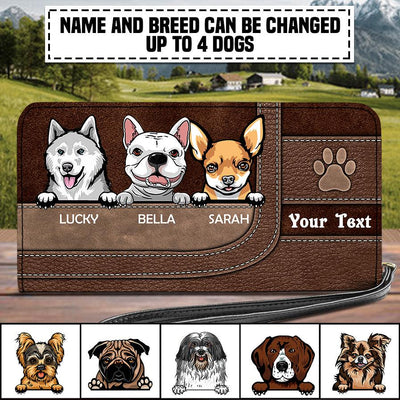 Dog Brown Footprint Personalized Clutch Purse, Personalized Gift for Dog Lovers, Dog Dad, Dog Mom - PU034PS08re - BMGifts