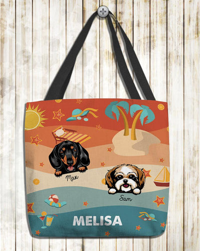 Dog Colorful Beach Personalized Tote Bag, Personalized Gift for Dog Lovers, Dog Dad, Dog Mom - TO127PS07 - BMGifts
