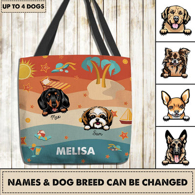 Dog Colorful Beach Personalized Tote Bag, Personalized Gift for Dog Lovers, Dog Dad, Dog Mom - TO127PS07 - BMGifts