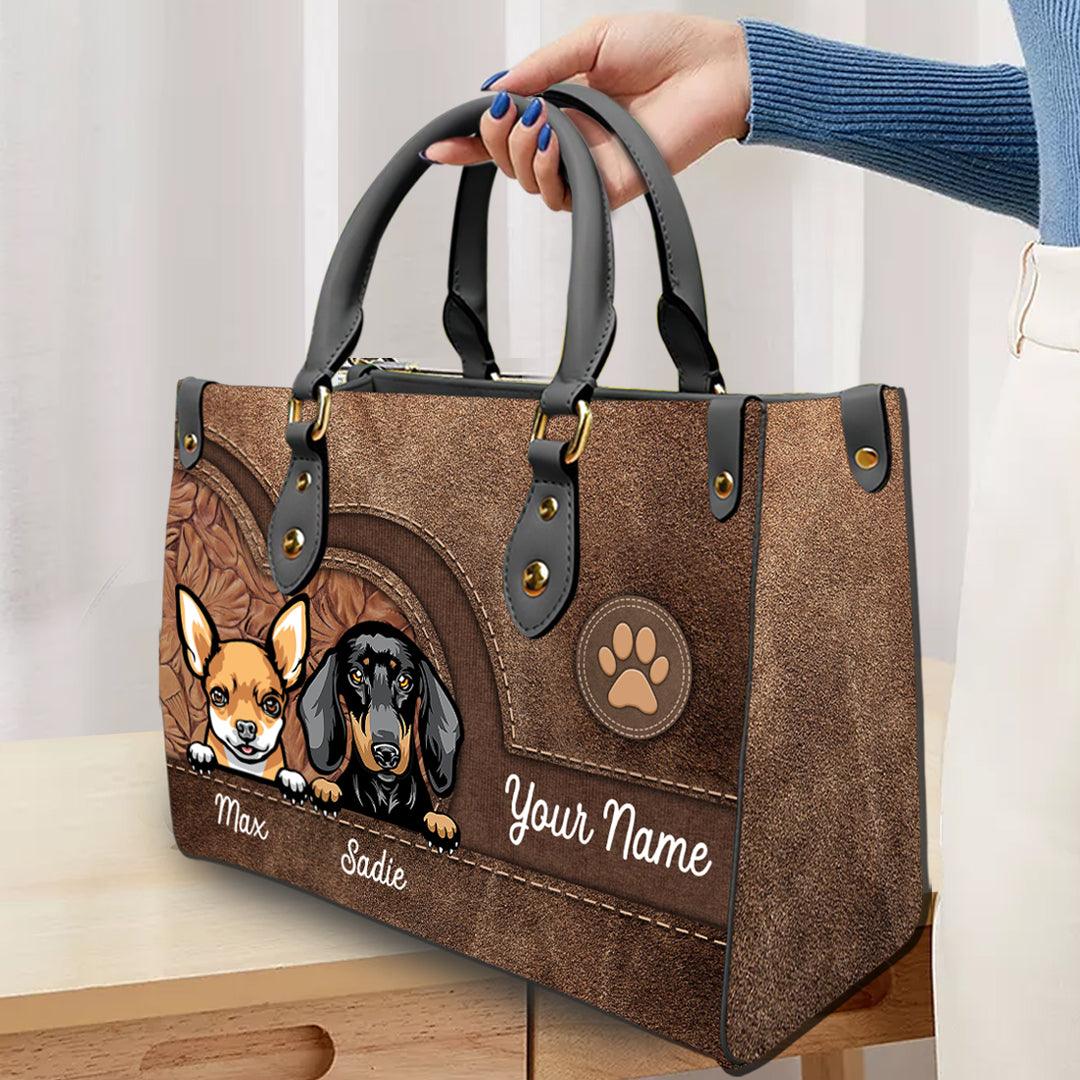 Personalized Dog Mom Leather Long Handbag