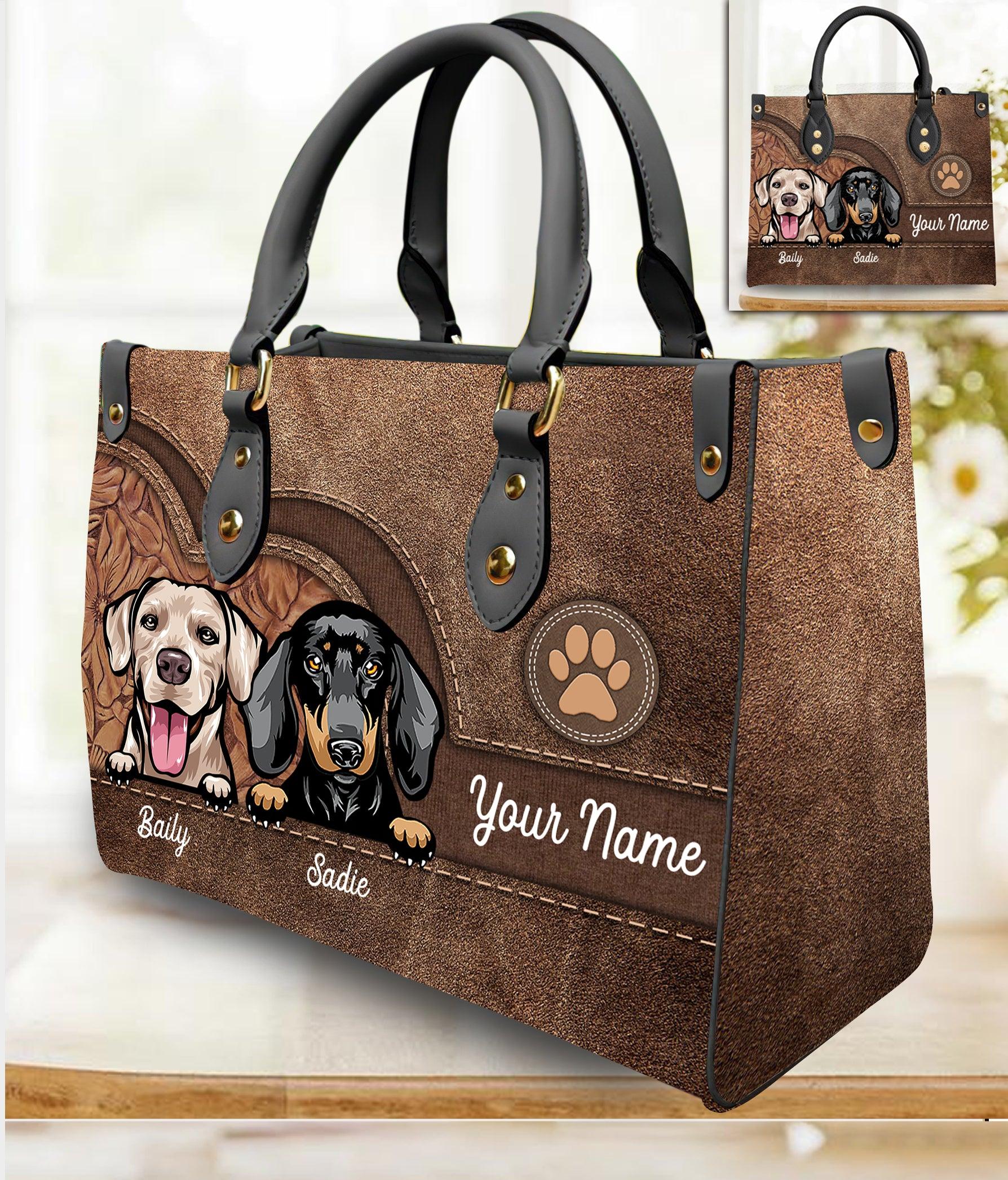 Dog Colorful Personalized Leather Handbag, Personalized Gift for Dog Lovers, Dog Dad, Dog Mom - LD016PS08 - BMGifts