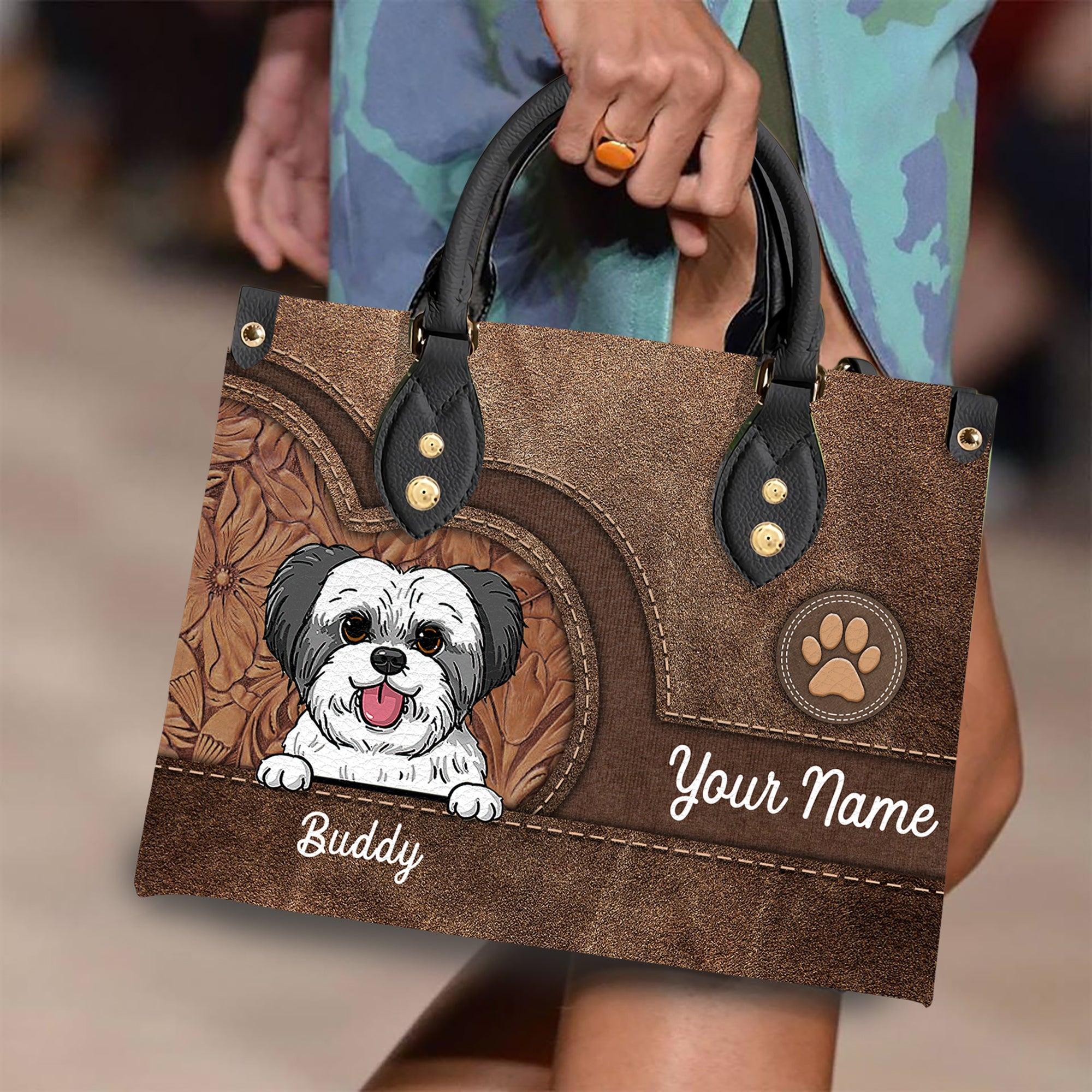 Dog Colorful Personalized Leather Handbag, Personalized Gift for Dog Lovers, Dog Dad, Dog Mom - LD016PS08 - BMGifts