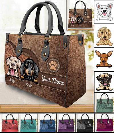 Dog Colorful Personalized Leather Handbag, Personalized Gift for Dog Lovers, Dog Dad, Dog Mom - LD016PS08re - BMGifts