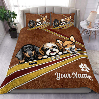 Dog Footprint With Heart Personalized Bedding Set, Personalized Gift for Dog Lovers, Dog Dad, Dog Mom - BD111PS08 - BMGifts