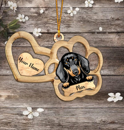 Dog Heart In Heart Personalized Custom Shaped Ornament, Personalized Gift for Dog Lovers, Dog Dad, Dog Mom - WO017PS08 - BMGifts