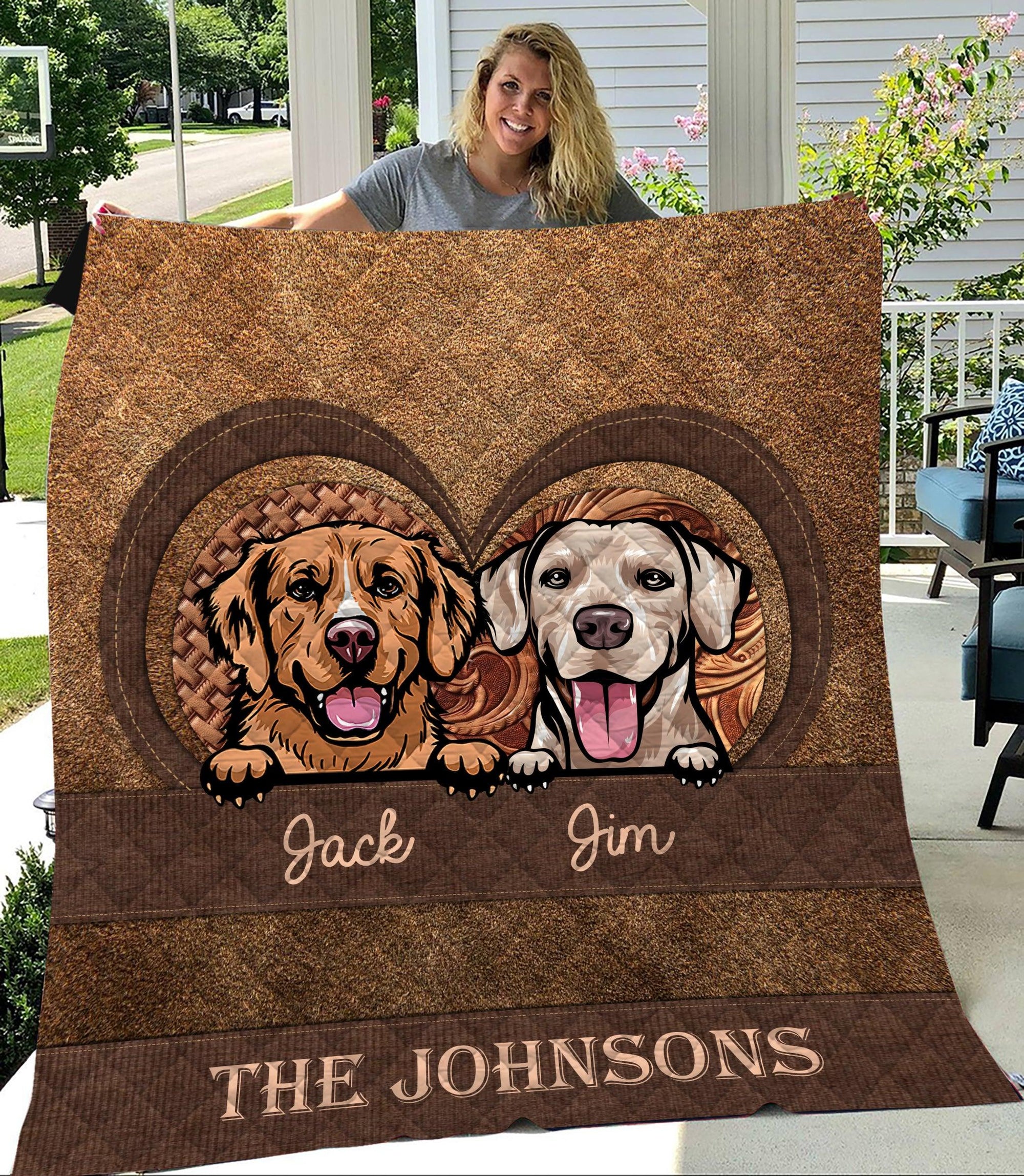 Dog Heart Personalized Blanket Quilt Personalized Gift for Dog Lovers Dog Dad Dog Mom QB001PS00