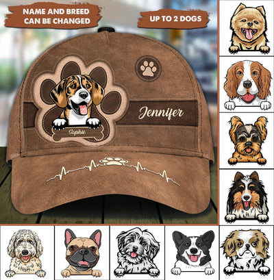 Dog Heartbeat Personalized Classic Cap, Personalized Gift for Dog Lovers, Dog Dad, Dog Mom - CP004PS08re - BMGifts