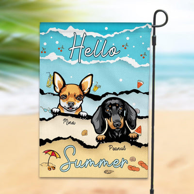 Dog Hello Summer Personalized Flag, Personalized Gift for Dog Lovers, Dog Dad, Dog Mom - GA003PS07 - BMGifts
