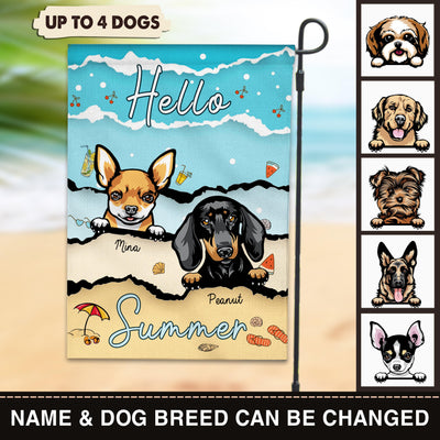 Dog Hello Summer Personalized Flag, Personalized Gift for Dog Lovers, Dog Dad, Dog Mom - GA003PS07 - BMGifts