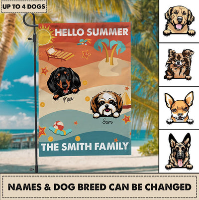 Dog Hello Summer Personalized Flag, Personalized Gift for Dog Lovers, Dog Dad, Dog Mom - GA007PS07 - BMGifts