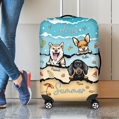 Dog Hello Summer Personalized Luggage Cover, Personalized Gift for Dog Lovers, Dog Dad, Dog Mom - LC004PS07 - BMGifts (formerly Best Memorial Gifts)