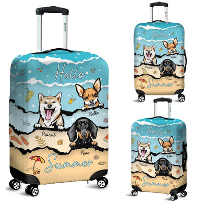 Dog Hello Summer Personalized Luggage Cover, Personalized Gift for Dog Lovers, Dog Dad, Dog Mom - LC004PS07 - BMGifts (formerly Best Memorial Gifts)