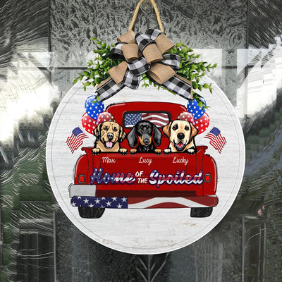 Dog Home Of The Spoiled Personalized Round Wooden Sign - WD003PS07 - BMGifts (formerly Best Memorial Gifts)