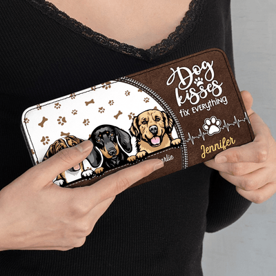 Dog Kisses Fix Everything Dog Personalized Clutch Purse, Personalized Gift for Dog Lovers, Dog Dad, Dog Mom - PU082PS01 - BMGifts