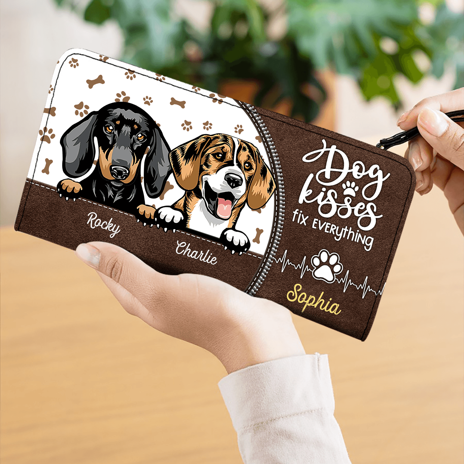 Dog Kisses Fix Everything Dog Personalized Clutch Purse, Personalized Gift for Dog Lovers, Dog Dad, Dog Mom - PU082PS01 - BMGifts