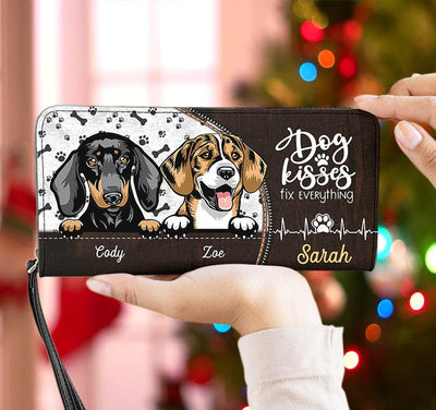 Dog Kisses Personalized Clutch Purse, Personalized Gift for Dog Lovers, Dog Dad, Dog Mom - PU007PS08 - BMGifts