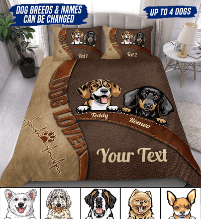 Dog Lovers Brown Personalized Bedding Set, Personalized Gift for Dog Lovers, Dog Dad, Dog Mom - BD099PS07 - BMGifts