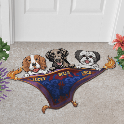 Dog Magical Carpet Personalized Custom Shaped Doormat, Personalized Gift for Dog Lovers, Dog Dad, Dog Mom - CD029PS07 - BMGifts
