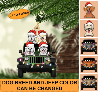 Dog On Jeep Personalized Custom Shaped Ornament, Personalized Gift for Dog Lovers, Dog Dad, Dog Mom - WO009PS08 - BMGifts