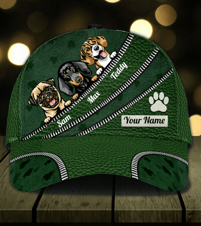 Dog Paw And Zippers Green Personalized Classic Cap, Personalized Gift for Dog Lovers, Dog Dad, Dog Mom - CP069PS07 - BMGifts