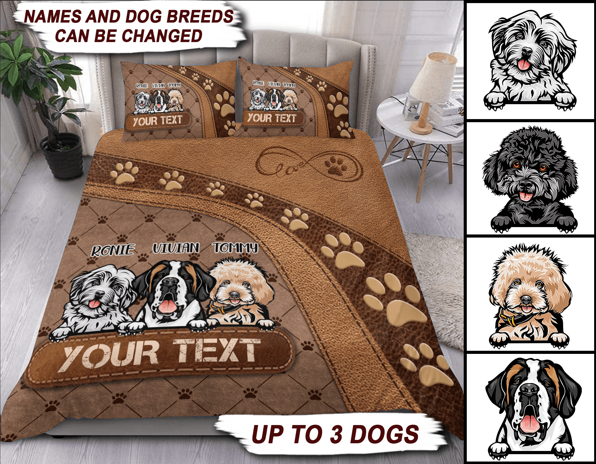 Dog Personalized Bedding Set, Personalized Gift for Dog Lovers, Dog Dad, Dog Mom - BD043PS04 - BMGifts