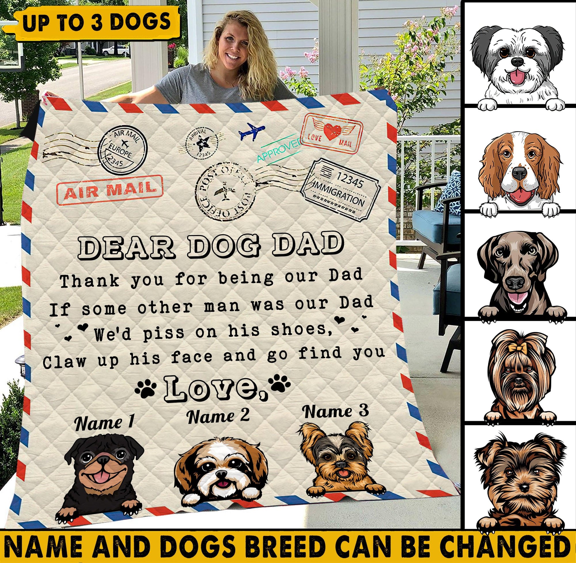 Dog Personalized Blanket & Quilt, Personalized Gift for Dog Lovers, Dog Dad, Dog Mom - QB002PS03 - BMGifts