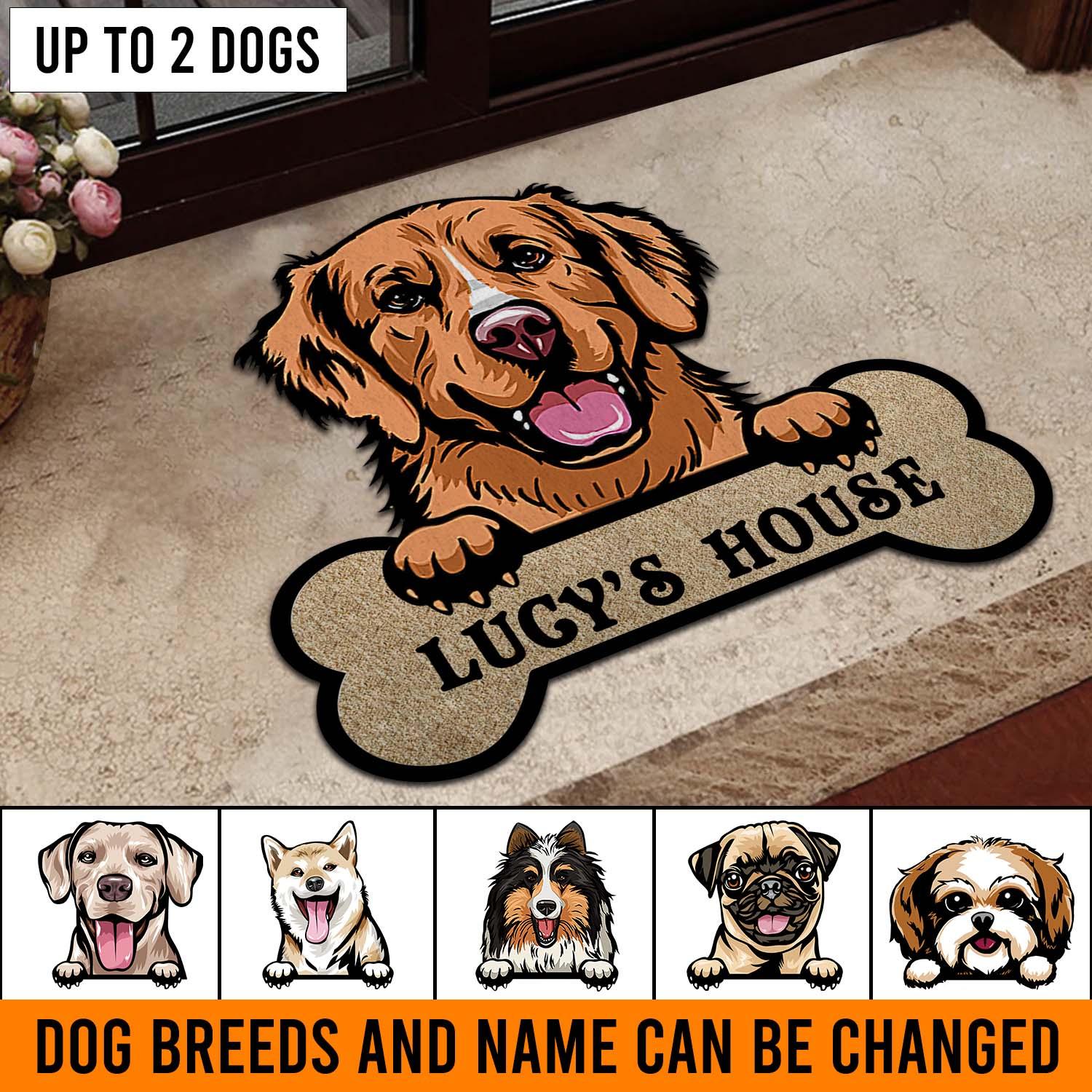 Dog Personalized Custom Shaped Doormat, Personalized Gift for Dog Lovers, Dog Dad, Dog Mom - CD003PS11 - BMGifts