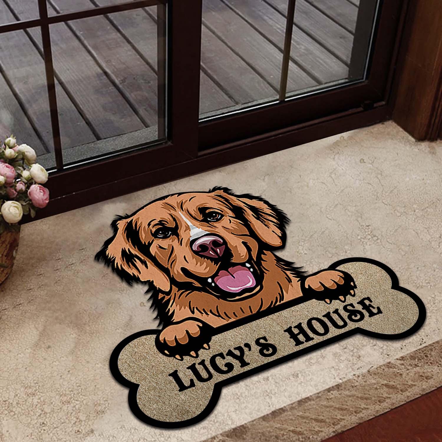Dog Personalized Custom Shaped Doormat, Personalized Gift for Dog Lovers, Dog Dad, Dog Mom - CD003PS11 - BMGifts